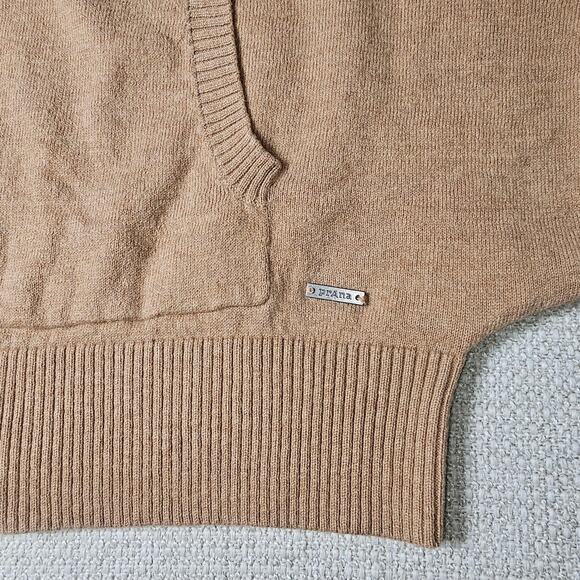 Prana Tan Lightweight Knit Hoodie Sweater with Dolman Half Sleeve Small - Picture 6 of 11